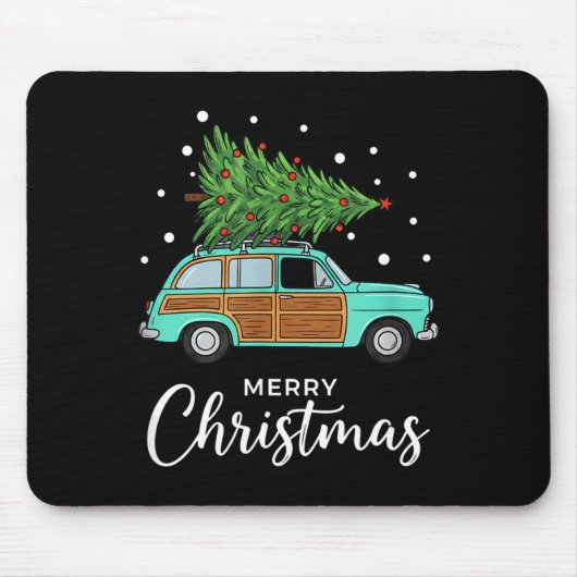 Christmas Retro Car With Christmas Tree - Merry Me Muismat (Voorkant)