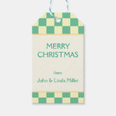 Christmas Retro Checker Pattern Cadeaulabel (Voorkant)