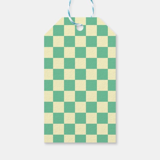 Christmas Retro Checker Pattern Cadeaulabel (Achterkant)