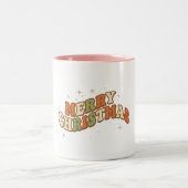 Christmas Retro Groovy Message Tweekleurige Koffiemok (Center)