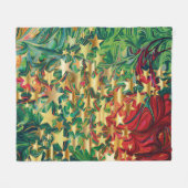 CHRISTMAS Retro Red Green Faux Gold Stars Fleece Deken (Voorkant (Horizontaal))