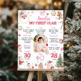 Christmas Retro Santa Birthday Milestone Photo Poster