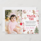 Christmas Retro Santa Winter Birthday Photo Bedankkaart (Voorkant)