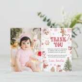 Christmas Retro Santa Winter Birthday Photo Bedankkaart (Staand voorkant)