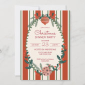 Christmas retro stripes grandmilenial dinner party kaart (Voorkant)