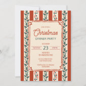 Christmas retro stripes grandmilenial dinner party kaart (Voorkant)