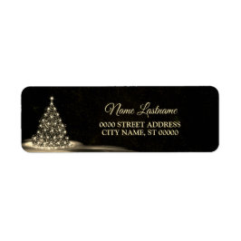 Christmas Return Address Golden Shiny Winter Black Etiket