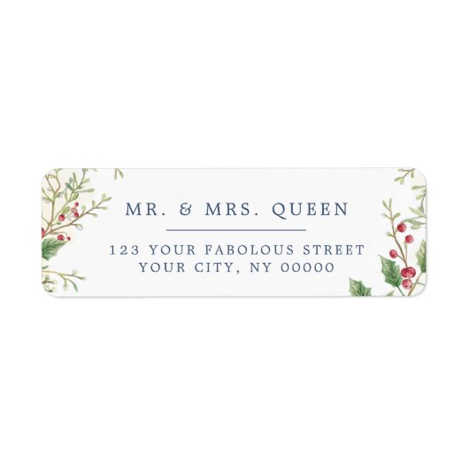 Christmas Return Address holly berries Etiket (Voorkant)