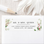 Christmas Return Address holly berries Etiket (Insitu)