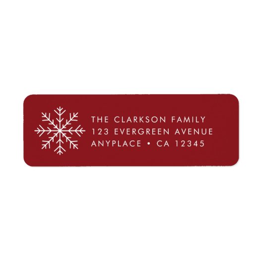 Christmas Return Address Label | Red Snowflake (Voorkant)