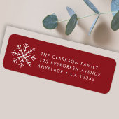 Christmas Return Address Label | Red Snowflake