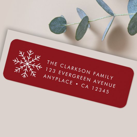 Christmas Return Address Label | Red Snowflake