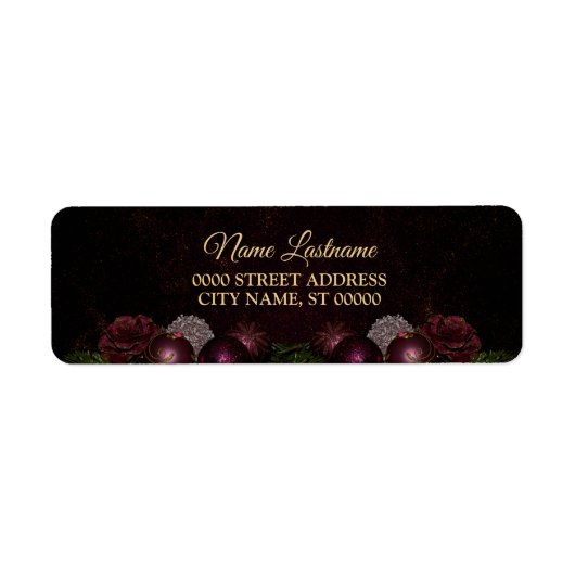 Christmas Return Address Pink Ornament Green Black Etiket (Voorkant)