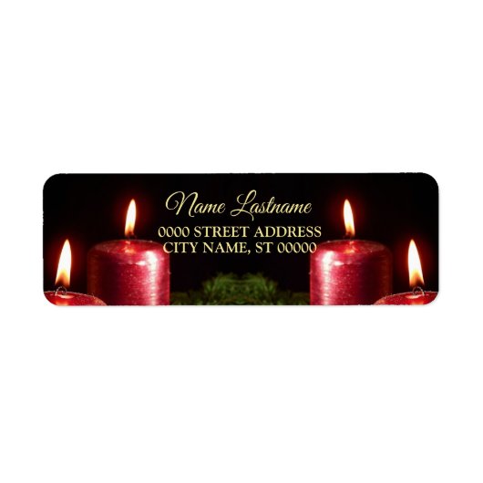 Christmas Return Address Red Candle Winter Holiday Etiket (Voorkant)