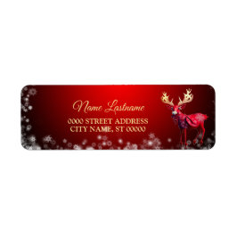 Christmas Return Address Red Reindeer Winter Etiket