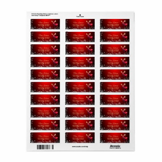 Christmas Return Address Red Reindeer Winter Etiket (Full Sheet)