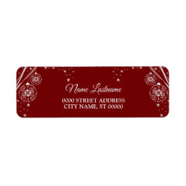 Christmas Return Address Red White Stars Elegant Etiket