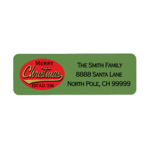 Christmas Return Labels "Retro Merry Christmas"
