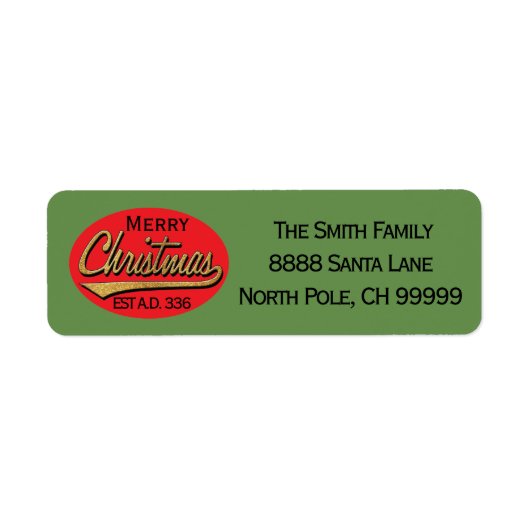 Christmas Return Labels "Retro Merry Christmas" (Voorkant)