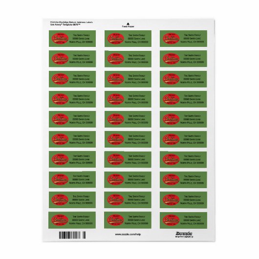 Christmas Return Labels "Retro Merry Christmas" (Full Sheet)