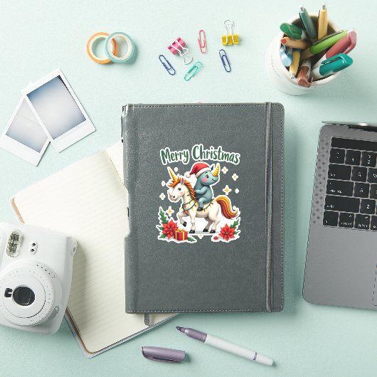 Christmas Rhino Merry Christmas Unicorn Rhino T-Sh Sticker (iPad Cover)