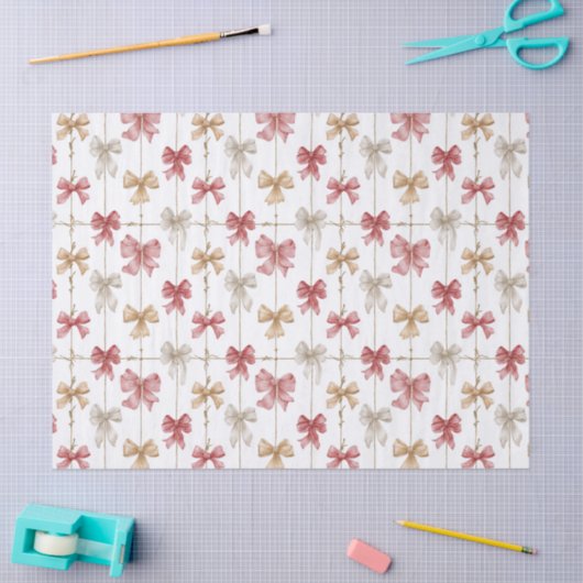 Christmas Ribbon Grid Pattern Tissuepapier (Craft)