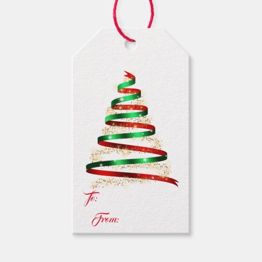 Christmas Ribbon Tree Cadeaulabel (Voorkant)