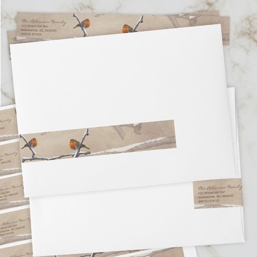 Christmas Robin Bird wikkel rond adreslabel Omwikkelbaar Adreslabel