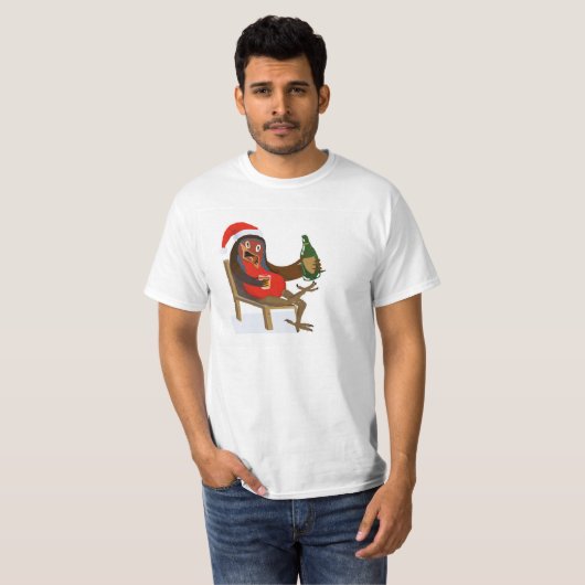 Christmas Robin laid back T-shirt (Voorkant volledig)