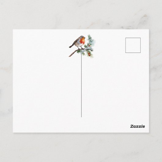 Christmas Robin Pine Baubles Briefkaart (Achterkant)