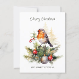 Christmas Robin Pine Baubles Briefkaart
