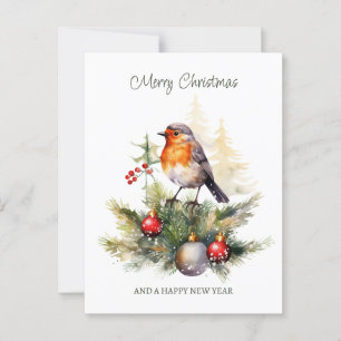 Christmas Robin Pine Baubles Briefkaart