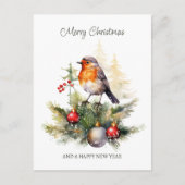Christmas Robin Pine Baubles Briefkaart (Voorkant)