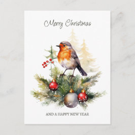 Christmas Robin Pine Baubles Briefkaart