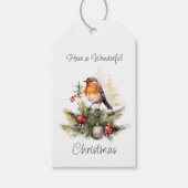 Christmas Robin Pine Baubles Cadeaulabel (Voorkant)