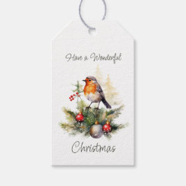 Christmas Robin Pine Baubles Cadeaulabel