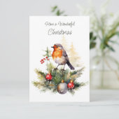 Christmas Robin Pine Baubles Kaart (Staand voorkant)