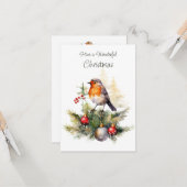 Christmas Robin Pine Baubles Kaart (Voorkant / Achterkant in situ)