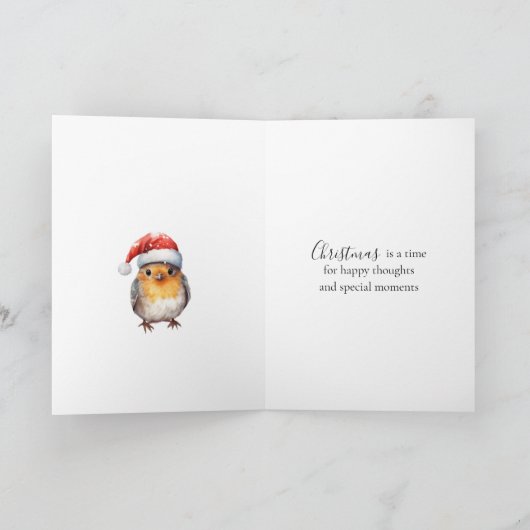 Christmas Robin Pine Baubles Kaart (Binnen)