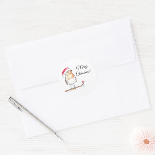 Christmas Robin Ronde Sticker (Envelop)