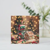 Christmas Robot Wenskaart Feestdagenkaart (Staand voorkant)