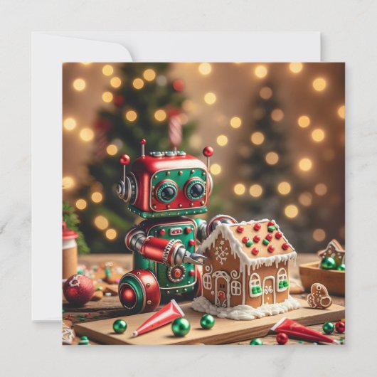 Christmas Robot Wenskaart Feestdagenkaart (Voorkant)