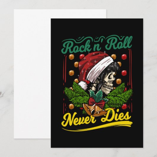 Christmas Rock n Roll Never Dies Rockabilly Girl S Kaart (Voorkant / Achterkant)