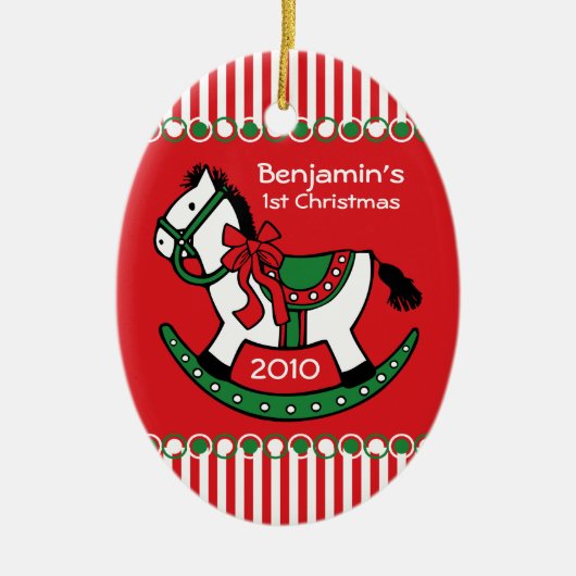 Christmas Rocking Horse Gepersonaliseerd Ornament (Voorkant)