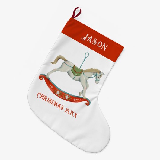 Christmas Rocking Horse With Name Grote Kerstsok (Voorkant (Hangend))