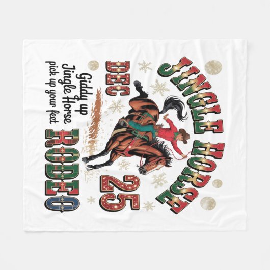 Christmas Rodeo Jingle Horse Fleece Deken (Voorkant (Horizontaal))