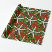 Christmas Roll Starfish in Holly op rood Cadeaupapier (Uitgerold)