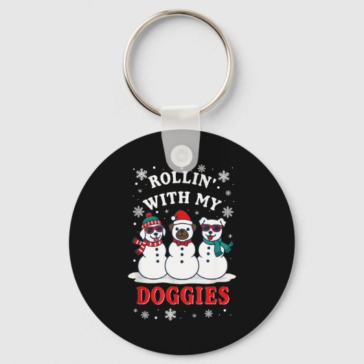 Christmas Rollin'with My Doggies Funny Gift Lover Sleutelhanger (Voorkant)