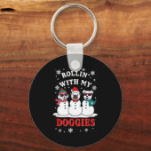 Christmas Rollin'with My Doggies Funny Gift Lover Sleutelhanger (Voorkant)