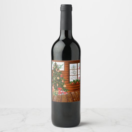 Christmas  room  wijn etiket (Voorkant)